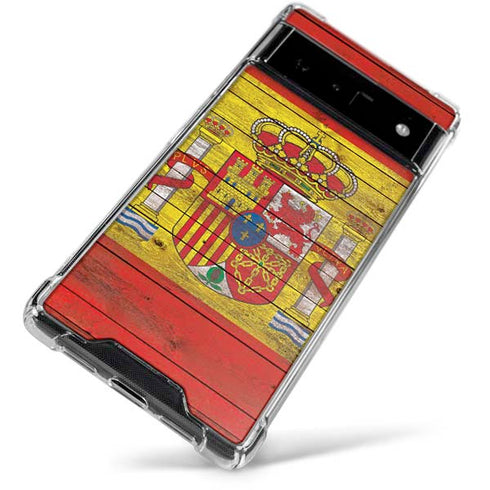 Spain Flag Dark Wood Google Pixel 6 Clear Case